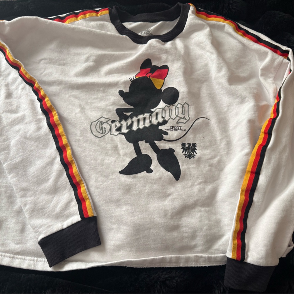 Disney White Sweatshirt with Black and Red Accents